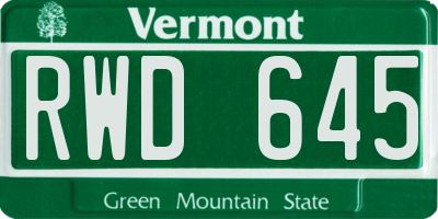 VT license plate RWD645