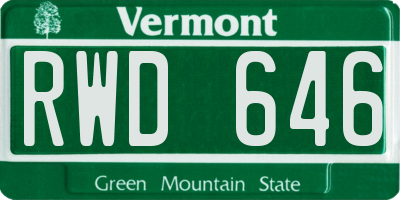 VT license plate RWD646