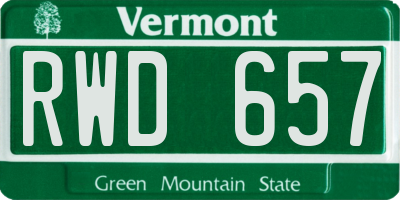 VT license plate RWD657
