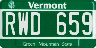VT license plate RWD659