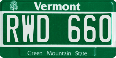 VT license plate RWD660