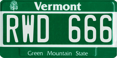 VT license plate RWD666