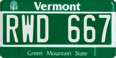 VT license plate RWD667