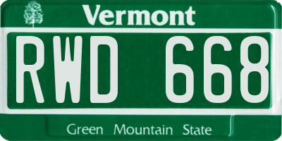 VT license plate RWD668