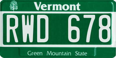 VT license plate RWD678