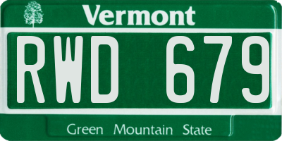 VT license plate RWD679