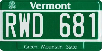VT license plate RWD681