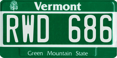 VT license plate RWD686