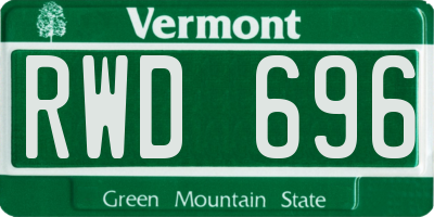VT license plate RWD696