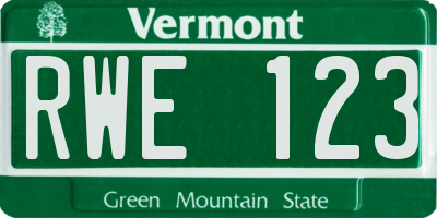 VT license plate RWE123
