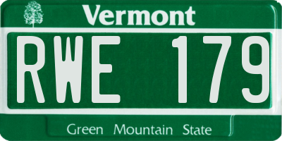 VT license plate RWE179