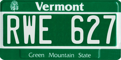 VT license plate RWE627