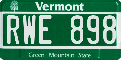 VT license plate RWE898