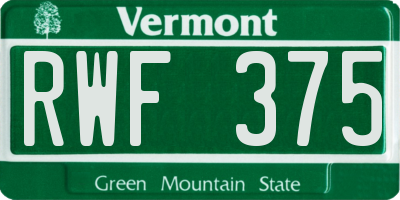 VT license plate RWF375