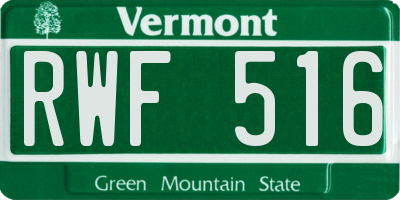 VT license plate RWF516