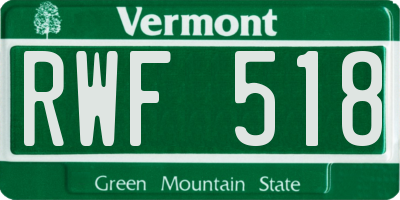 VT license plate RWF518