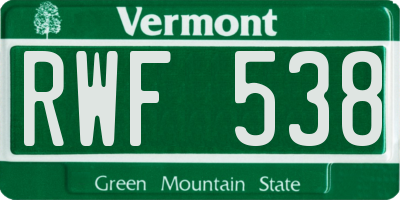 VT license plate RWF538