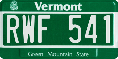VT license plate RWF541