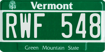VT license plate RWF548