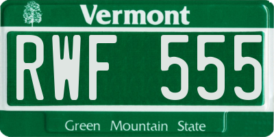 VT license plate RWF555