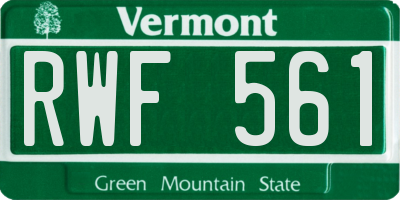 VT license plate RWF561