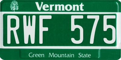 VT license plate RWF575