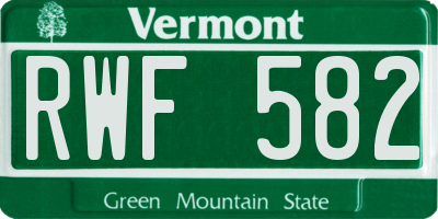 VT license plate RWF582