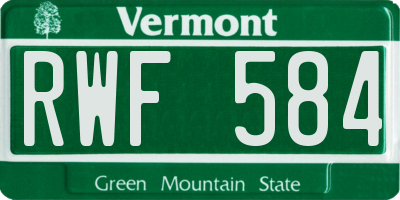 VT license plate RWF584
