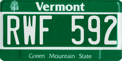 VT license plate RWF592