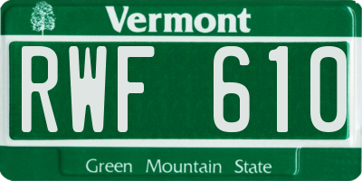 VT license plate RWF610