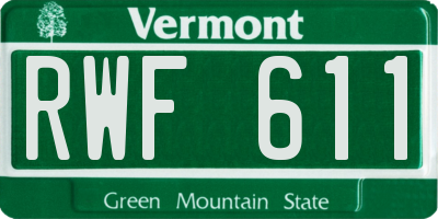 VT license plate RWF611