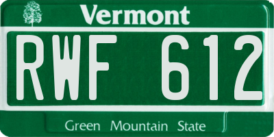 VT license plate RWF612