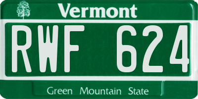 VT license plate RWF624