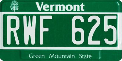 VT license plate RWF625