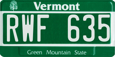 VT license plate RWF635
