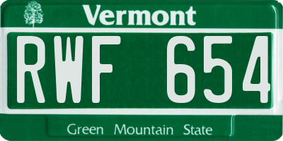 VT license plate RWF654