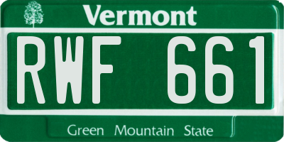 VT license plate RWF661
