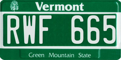 VT license plate RWF665