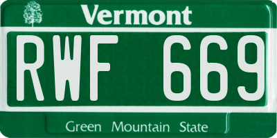 VT license plate RWF669
