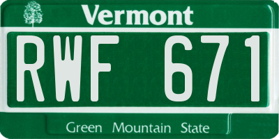 VT license plate RWF671