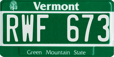 VT license plate RWF673