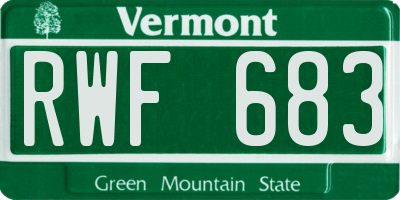 VT license plate RWF683