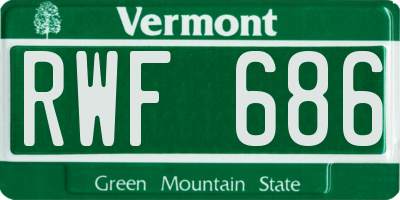 VT license plate RWF686