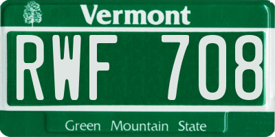 VT license plate RWF708