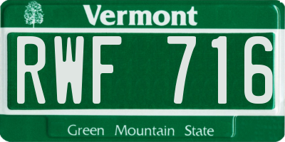 VT license plate RWF716
