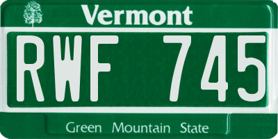 VT license plate RWF745