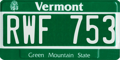 VT license plate RWF753