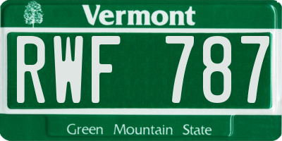 VT license plate RWF787