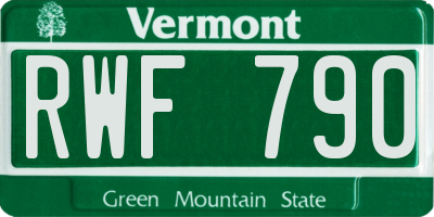 VT license plate RWF790