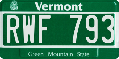 VT license plate RWF793